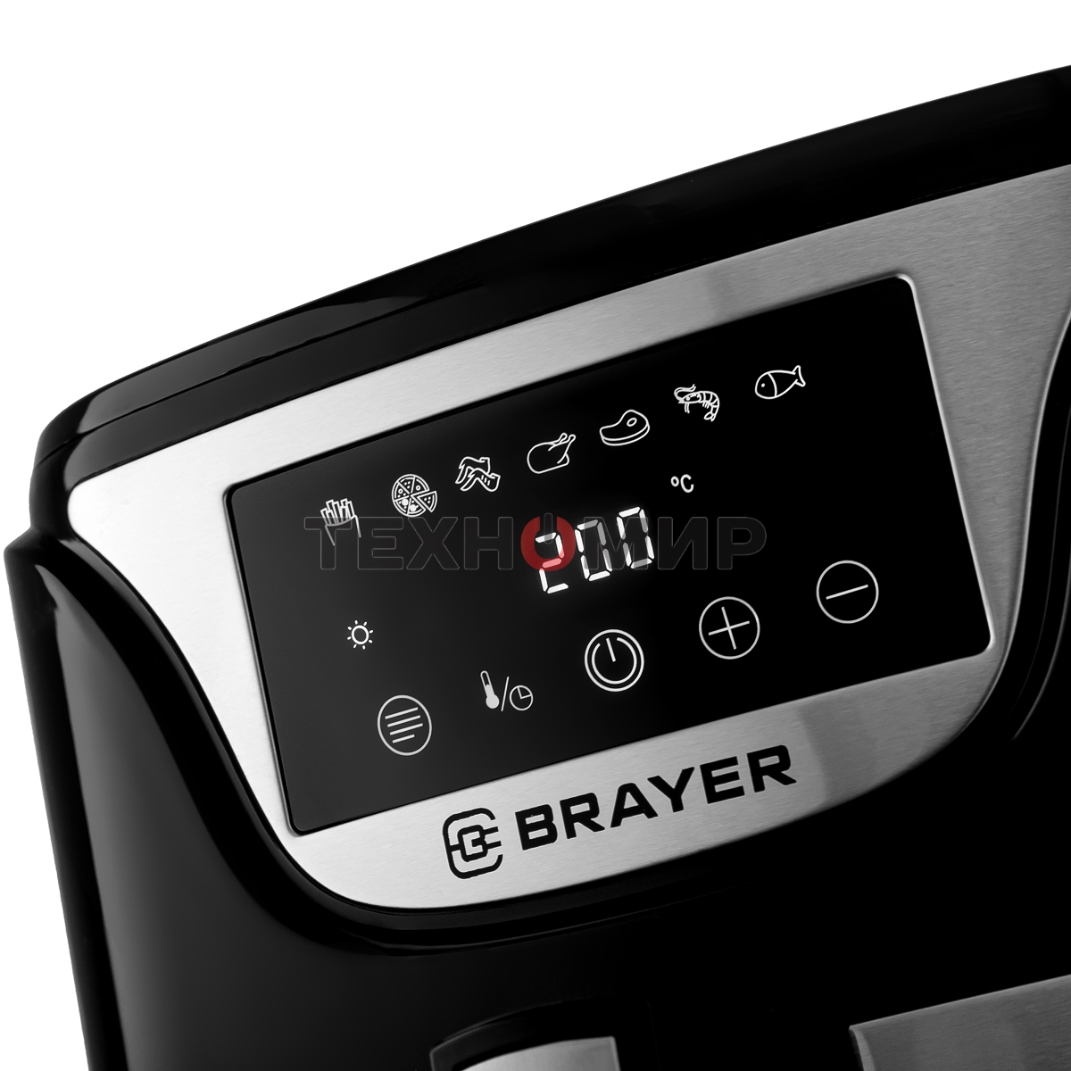 Аэрогриль BRAYER BR2037 черный/серебристый, 1500 Вт, 5 л, упр. - сенсор, программ - 7