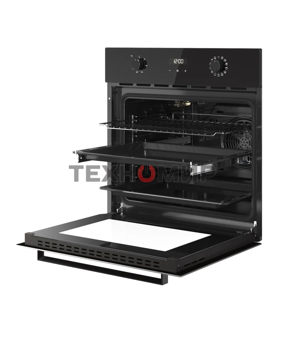 Духовой шкаф Kuppersberg HF 678 B, High-Tech, 70 л, дисплей, поворотное/сенсорное управление, таймер, макс. температура 300 градусов, телескопические направляющие (на 1 уровень), черный