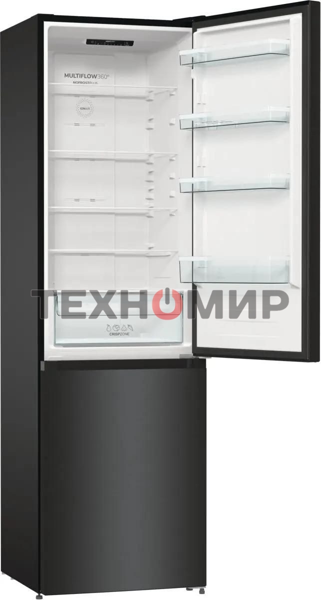 Холодильник Gorenje NRK6202EBXL4 черный матовый двухкамерный 235/96л морозилка снизу, No Frost