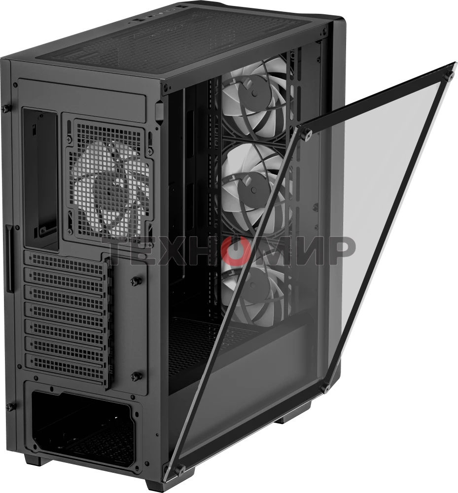 Компьютерный корпус Deepcool CC560 ARGb V2 без БП, боковое окно (закаленное стекло), 3x120мм ARGb LED вентилятор спереди и 1x120мм ARGb LED вентилятор сзади, черный, ATX