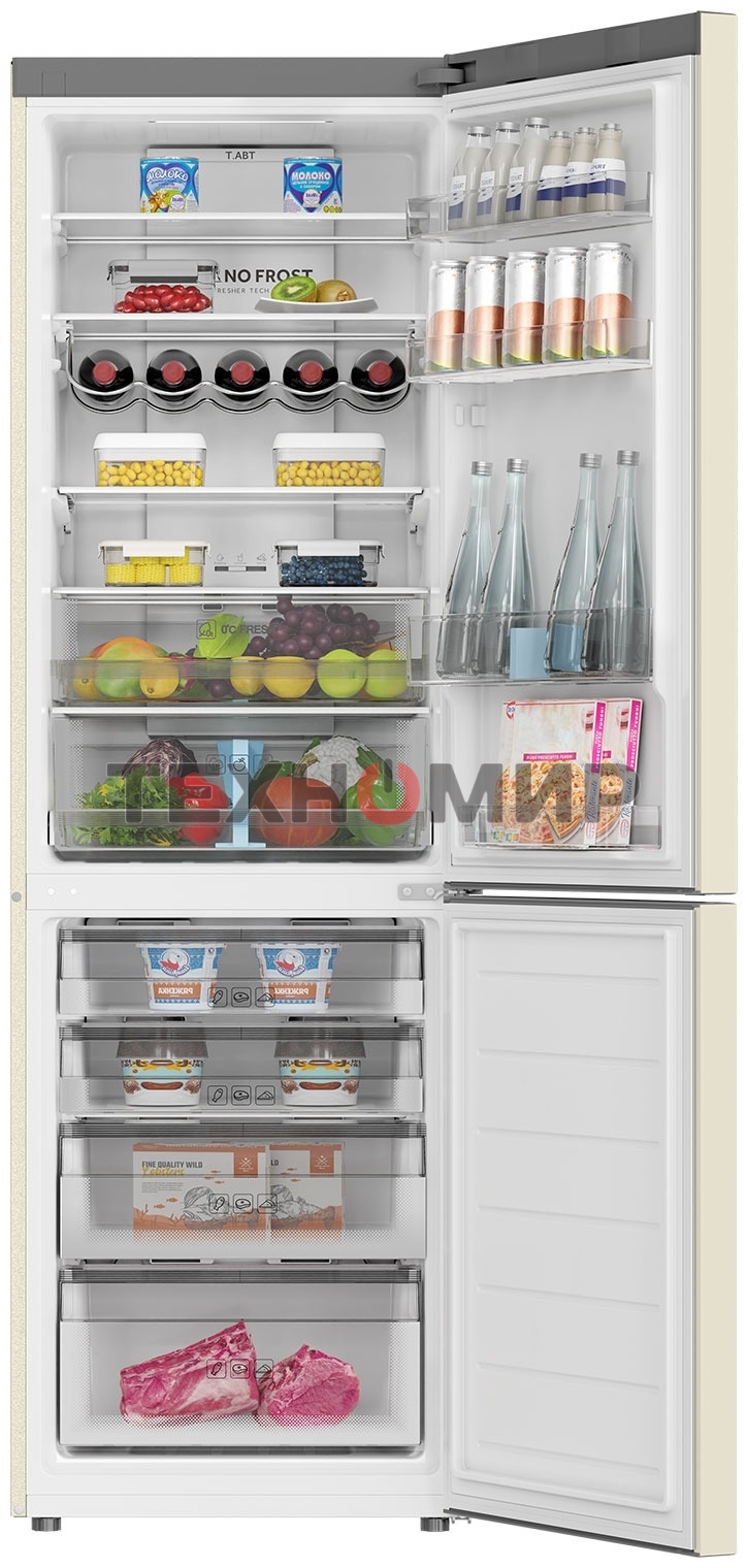 Холодильник Haier C2F636CCFDU1 бежевый двухкамерный 256/108 л морозилка снизу, No Frost