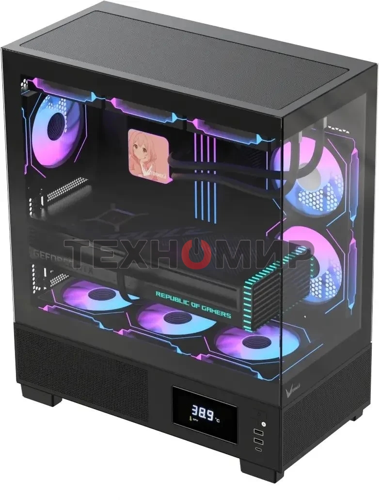 Компьютерный корпус AeroCool/Formula Crystal E1 Floe черный без БП ATX 5x120мм 3x140мм 2xUSB 3.0 1xUSB3.1 audio bott PSU