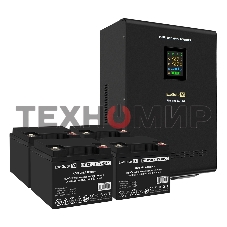 Комплект источника бесперебойного питания Exegate EX296005RUS + батарея 40Aч EX282976RUS 4шт (инвертор, синус, для котла, настенный) ExeGate FineSine SX-7000.LCD.AVR.2SH.T <7000VA/5000W, чистая синусоида, цветной LCD-дисплей, AVR, 2*Schuko+клеммы, линейно