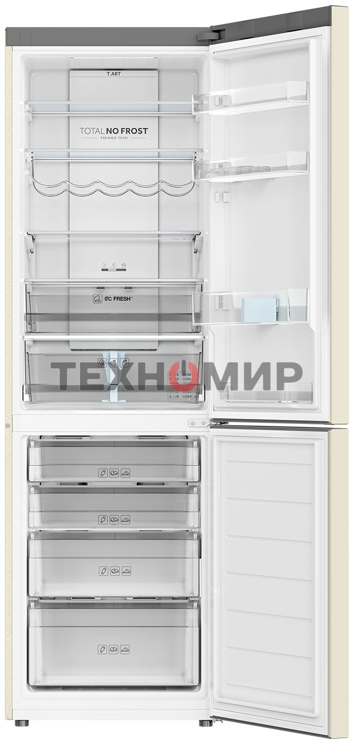 Холодильник Haier C2F636CCFDU1 бежевый двухкамерный 256/108 л морозилка снизу, No Frost