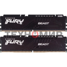 Оперативная память Kingston Fury Beast, DDR5, 32GB (2x16GB), 5200MHz, CL40, DIMM, радиатор, черный