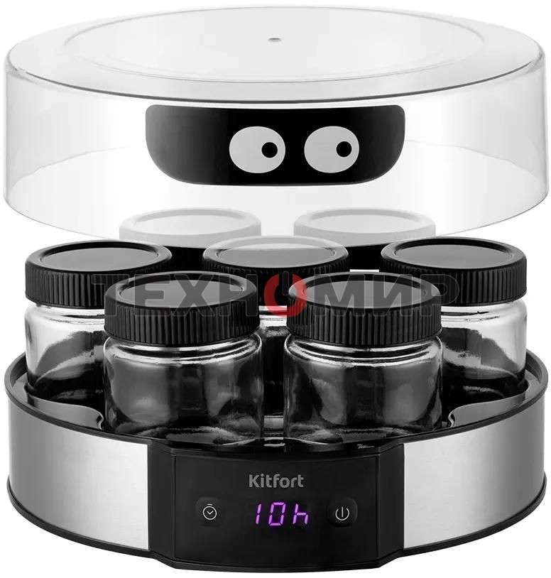 Йогуртница Kitfort КТ-6295 20Вт 7б. 190мл упр.:электрон. серебристый/черный