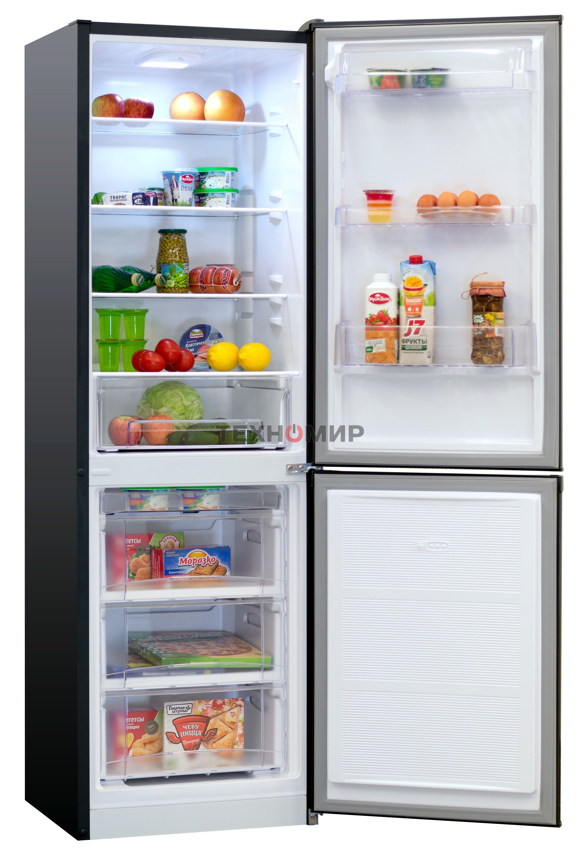 Холодильник Nordfrost NRB 162NF B черный двухкамерный 205/105 л морозилка снизу, No Frost