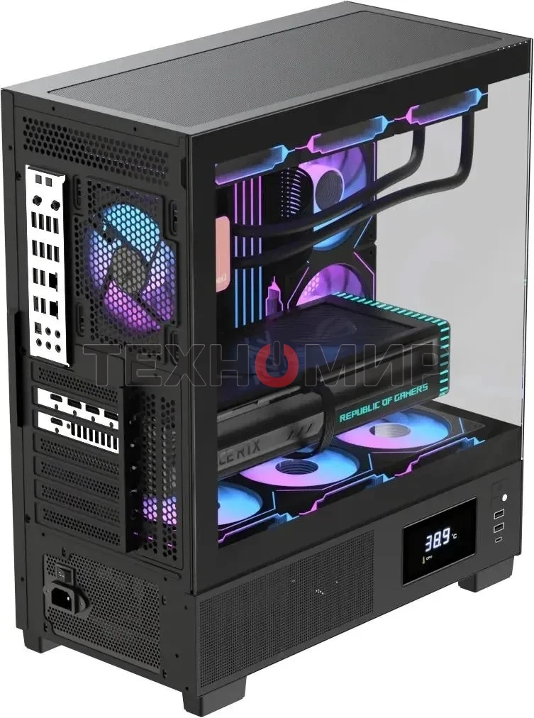 Компьютерный корпус AeroCool/Formula Crystal E1 Floe черный без БП ATX 5x120мм 3x140мм 2xUSB 3.0 1xUSB3.1 audio bott PSU