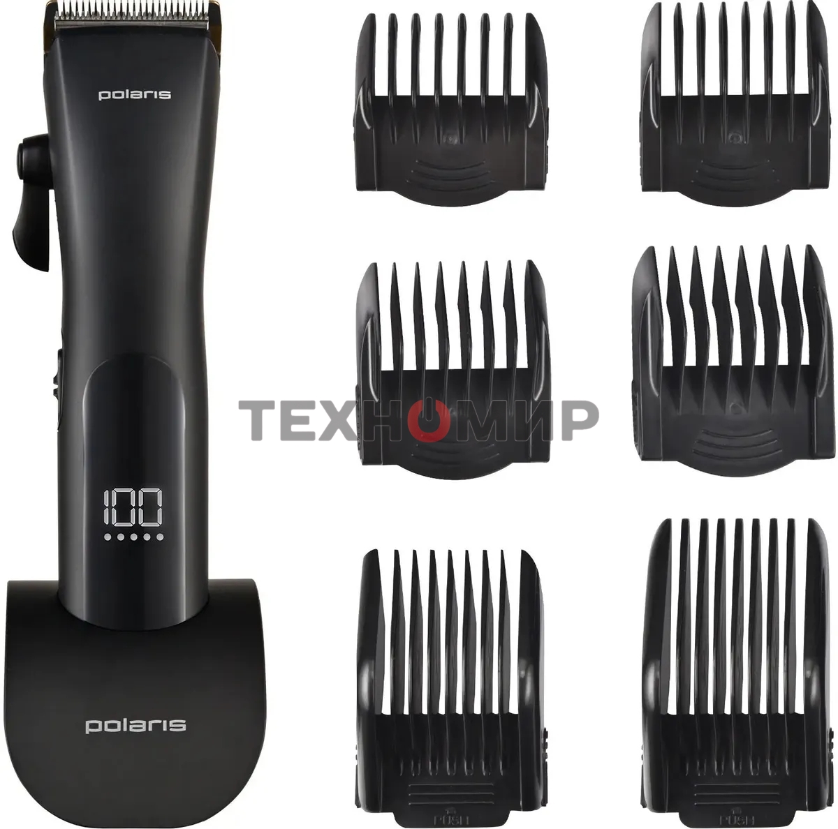 Машинка для стрижки Polaris PHC 2500 черный 3Вт (насадок в компл: 6шт)