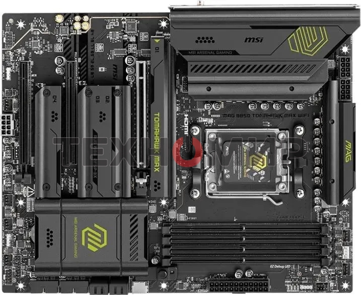 Материнская плата MSI MAG B850 TOMAHAWK MAX WIFI, AM5, AMD B850, 4xDDR5, 4xSATA, 4xM.2, 3xPCI-E x16, 1xHDMI, 1x5Gb LAN, 2xUSB-A 5Gbps, 4xUSB-A 2.0, 3xUSB-C 10Gbps, 7.1, Wi-Fi 7, Bluetooth 5.4, ATX