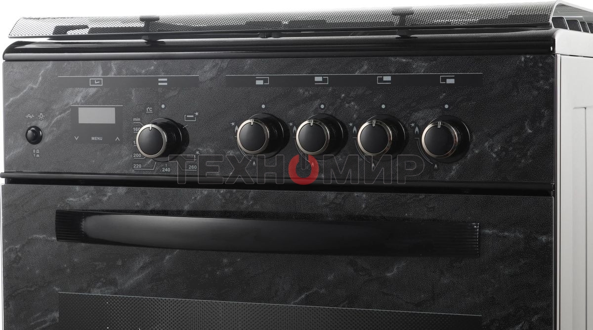 Плита газовая Gefest ПГ 6300-03 0053 мрамор черный, конфорок 4 шт, духовка 52 л, 60 см x 85 см x 60 см