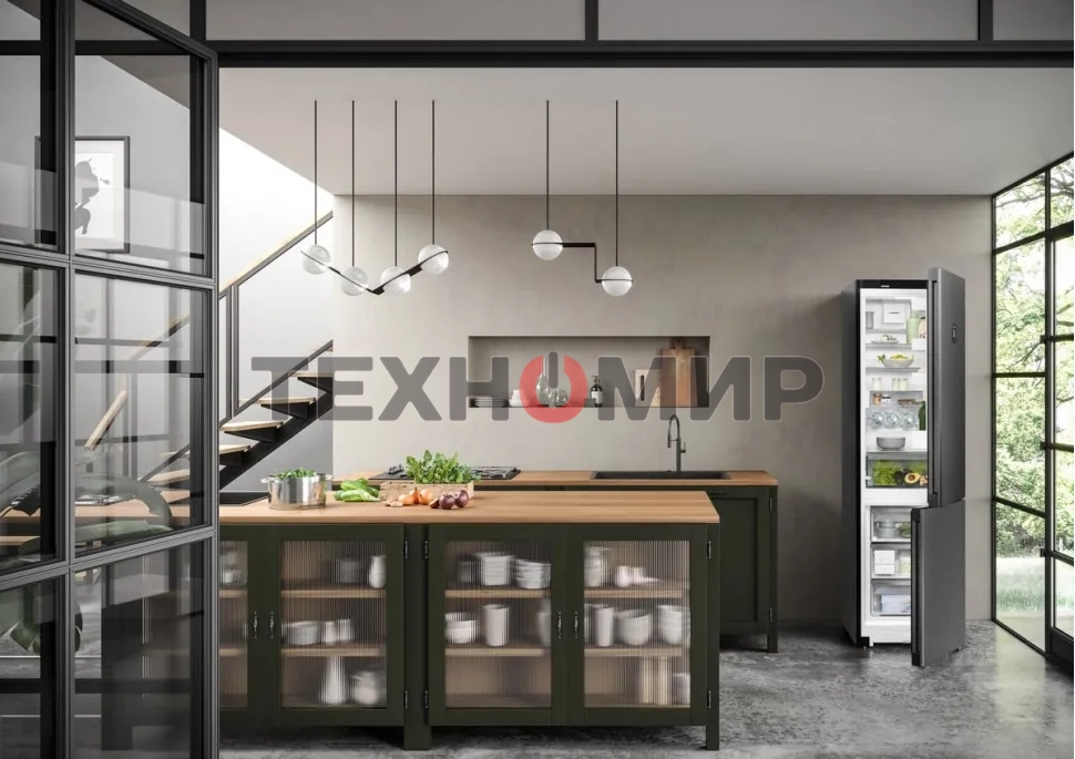 Холодильник Liebherr CNBDC 573I-22 001 черная нержавеющая сталь двухкамерный 266/94л морозилка снизу