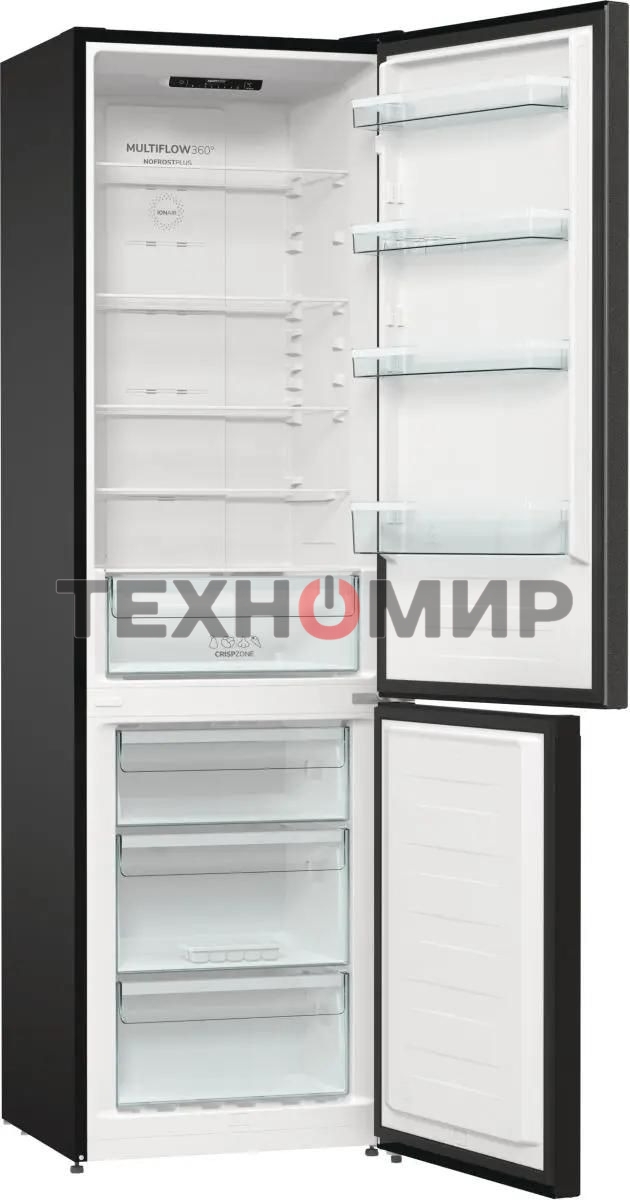 Холодильник Gorenje NRK6202EBXL4 черный матовый двухкамерный 235/96л морозилка снизу, No Frost