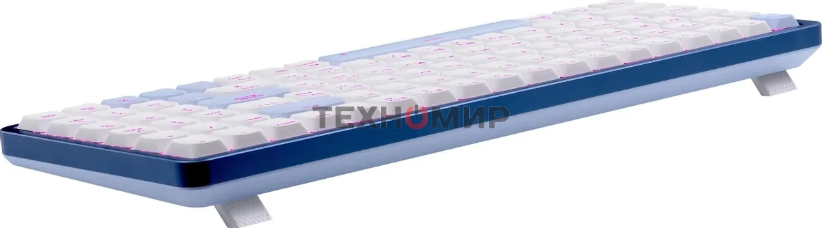 Клавиатура Redragon Eva Pro гибридная, USB Type-A, Bluetooth, радиоканал, белый/синий