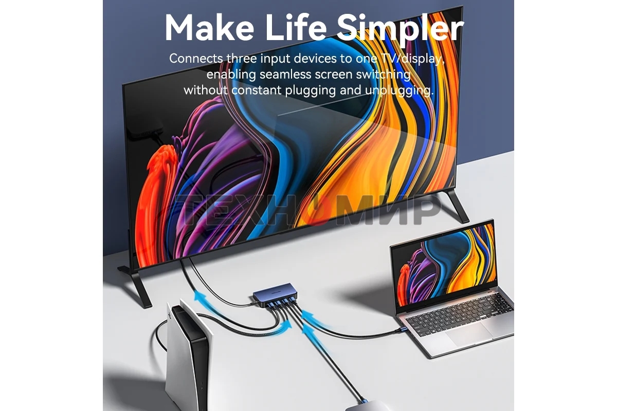 Переключатель (switch) 3x1 Vention HDMI v2.0