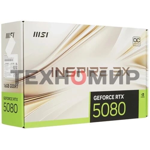 Видеокарта MSI RTX 5080 INSPIRE 3X OC 16Gb GDDR7 256bit 3xDP HDMI 3FAN RTL