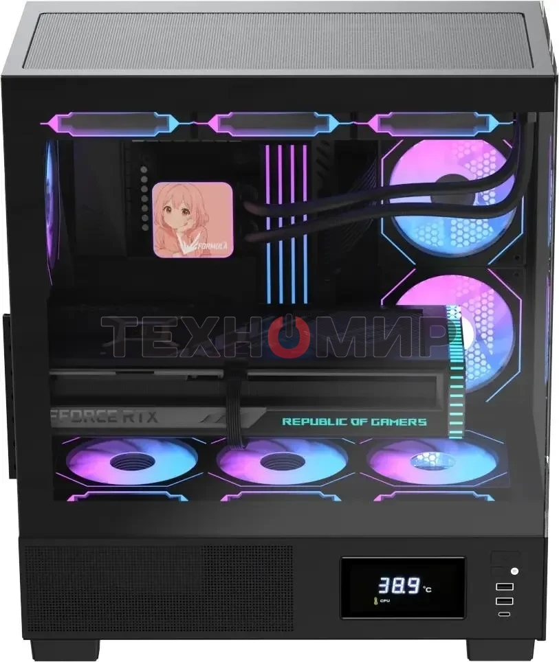 Компьютерный корпус AeroCool/Formula Crystal E1 Floe черный без БП ATX 5x120мм 3x140мм 2xUSB 3.0 1xUSB3.1 audio bott PSU