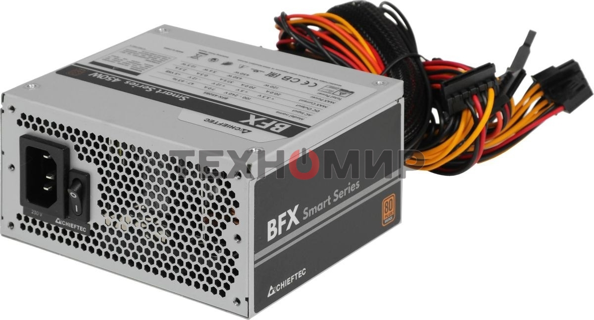Блок питания Chieftec Smart BFX-450BS, 450Вт, 80 PLUS Bronze, 90мм, серебро