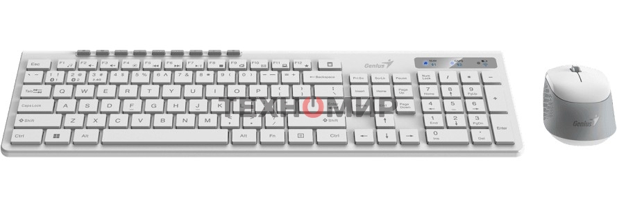 Комплект клавиатура+мышь Genius SlimStar 8230 беспроводной, USB + Bluetooth, 1000 DPI, белый