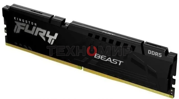 Оперативная память Kingston Fury Beast, DDR5, 16Gb (1x16Gb), 6000MHz, CL36, DIMM, с радиатором, черный
