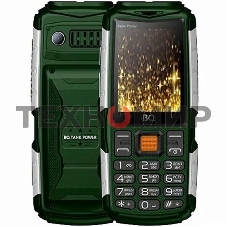 Мобильный телефон BQ 2430 Tank Power зеленый/серебристый