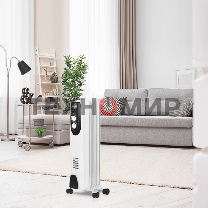 Обогреватель масляный Ballu Classic BOH/CL-05WRN (5 секций), белый, 1000 Вт, 15 м2, термостат