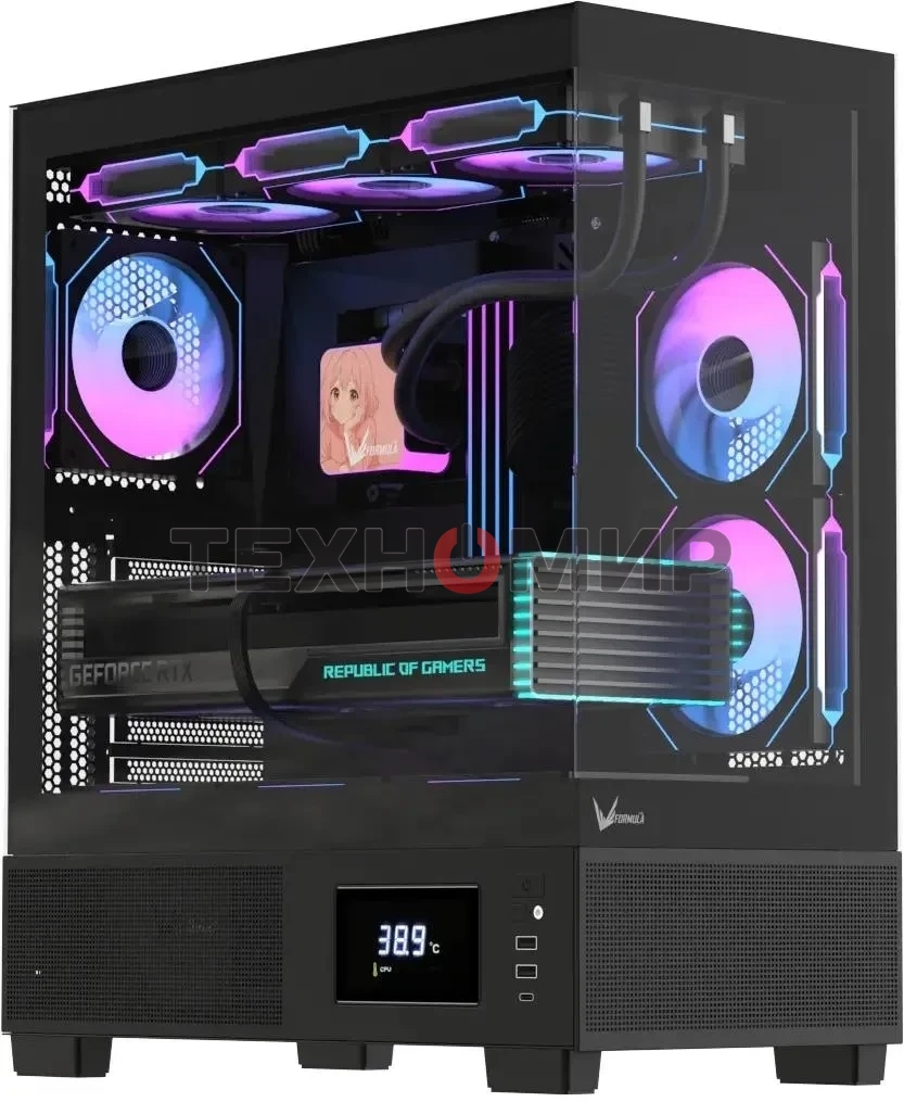 Компьютерный корпус AeroCool/Formula Crystal E1 Floe черный без БП ATX 5x120мм 3x140мм 2xUSB 3.0 1xUSB3.1 audio bott PSU