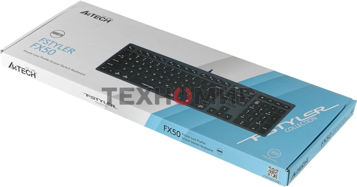 Клавиатура проводная A4Tech Fstyler FX50, USB, серый