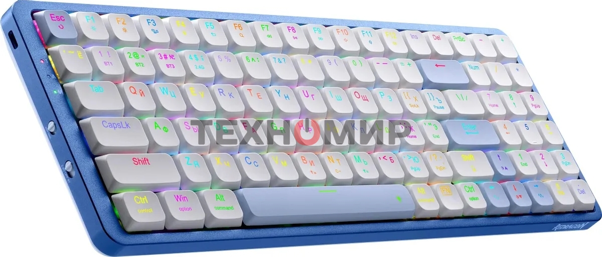 Клавиатура Redragon Eva Pro гибридная, USB Type-A, Bluetooth, радиоканал, белый/синий