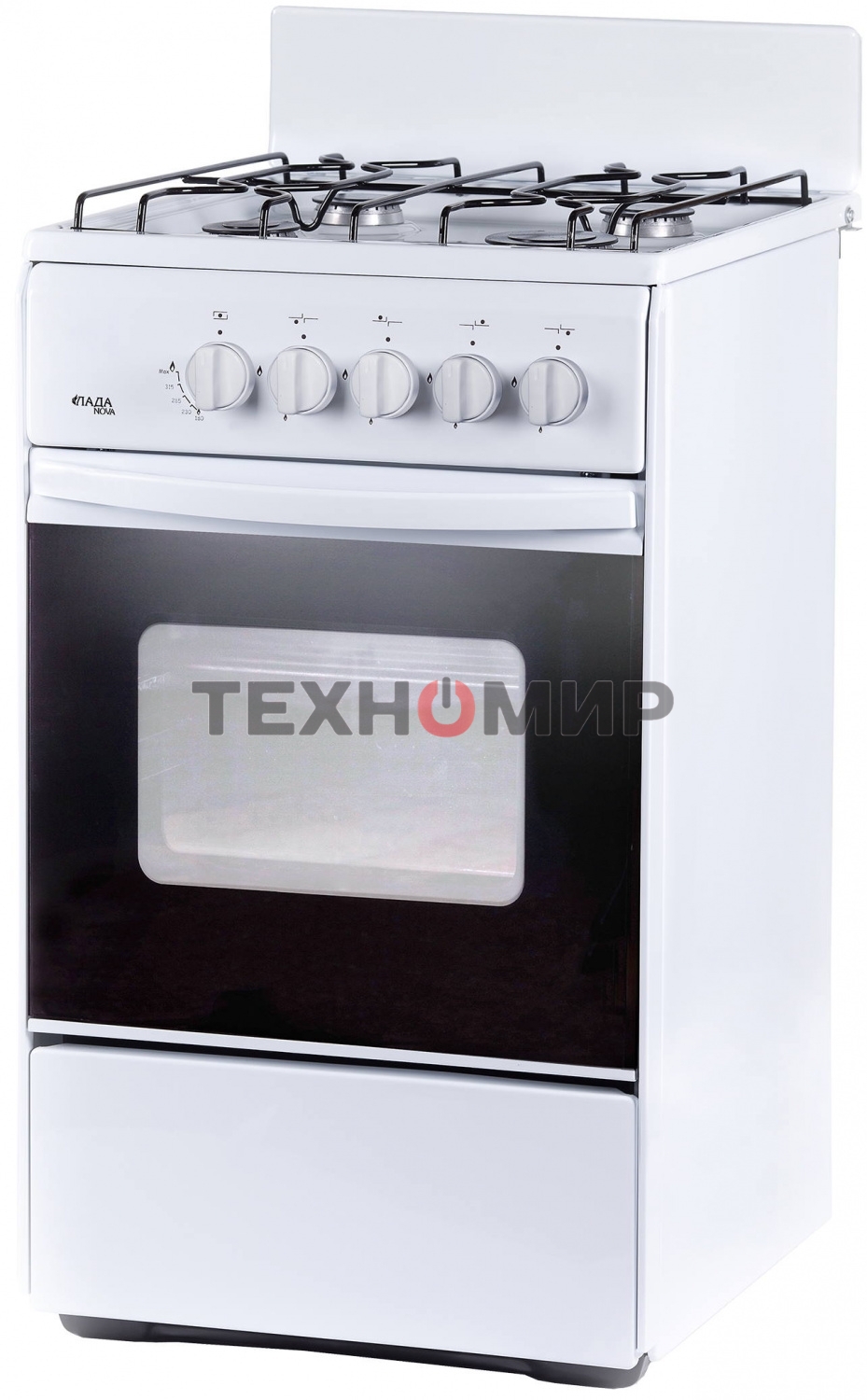 Плита газовая Лада Nova RG 24043 белый, конфорок 4 шт, духовка 50 л, 50 см x 85 см x 60 см