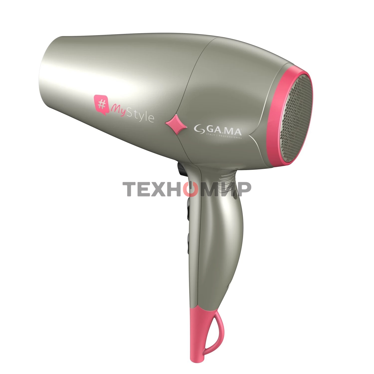 Фен GA.MA Diamond my style GH0304 серебристый/розовый, 2300 Вт, компактный