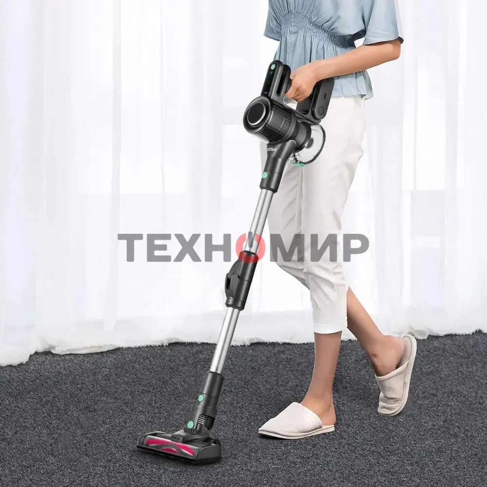 Пылесос ручной Kitfort КТ-5168 зеленый/черный, питание от аккумулятора, 75 Вт, уборка сухая, пылесборник 0.5 л, работа от АКБ max 32 мин.