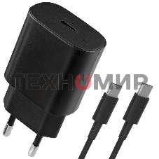 Сетевое зарядное устройство Defender UPA-125 25W,USB C,кабель Type-C,черный