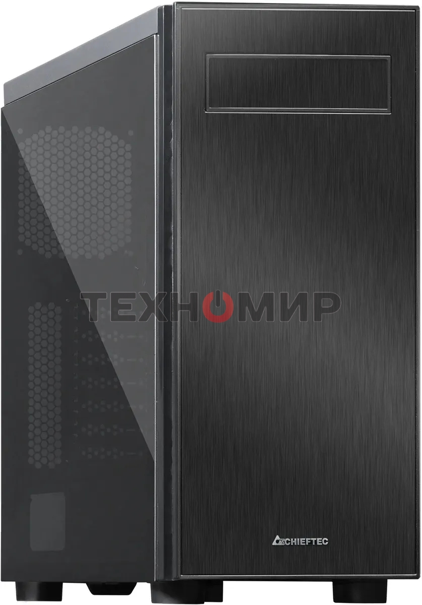 Компьютерный корпус CHIEFTEC HAWK AL-02B-TG-OP без БП, боковая панель из закаленного стекла, черный, ATX