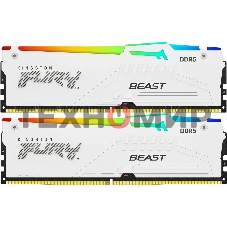 Оперативная память Kingston Fury Beast RGb, DDR5, 64Gb (2x32Gb), 6000MHz, CL36, DIMM, с радиаторами, RGb, белый