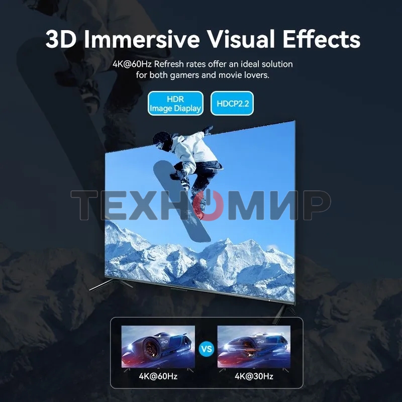 Переключатель (switch) 3x1 Vention HDMI v2.0