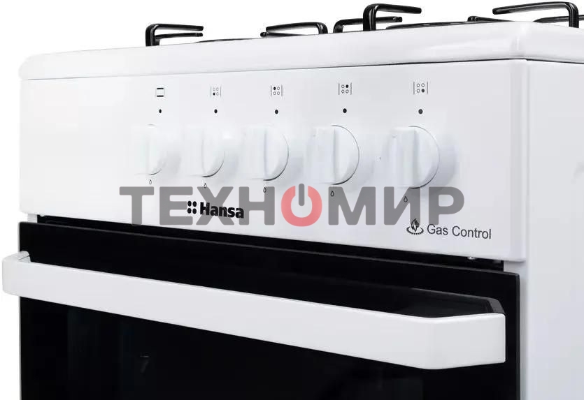Плита газовая Hansa FCGW510029A белый, конфорок 4 газовых, духовка 53 л, 50 см x 85 см x 57 см