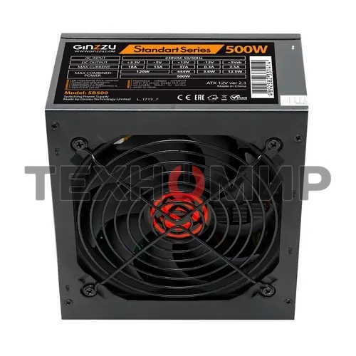 Блок питания Ginzzu SB500, 500Вт, 120мм, черный