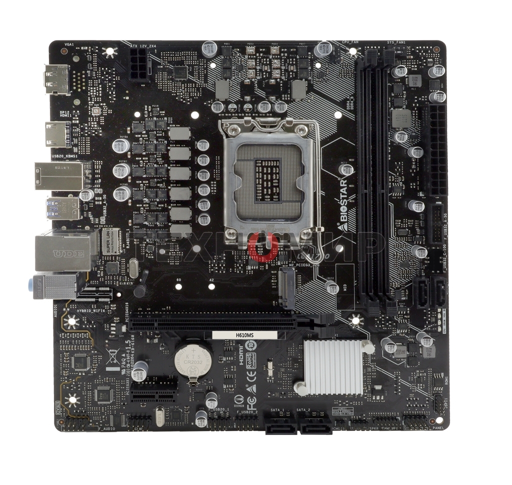 Материнская плата Biostar H610MS, LGA 1700, Intel H610, 2xDDR4, 4xSATA, 1xM.2, 1xPCIe 4.0 x16, 1xPCIe x1, 1xHDMI, 1xDP, 1x 1Gb LAN, 1xUSB-A 3.2 Gen 1, 4xUSB-A 2.0, 3x3.5 мм, 7.1, mATX
