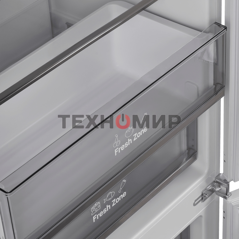 Встраиваемый холодильник Maunfeld MBF193NFW1GR Inverter белый двухкамерный 257/84 л морозилка снизу, No Frost