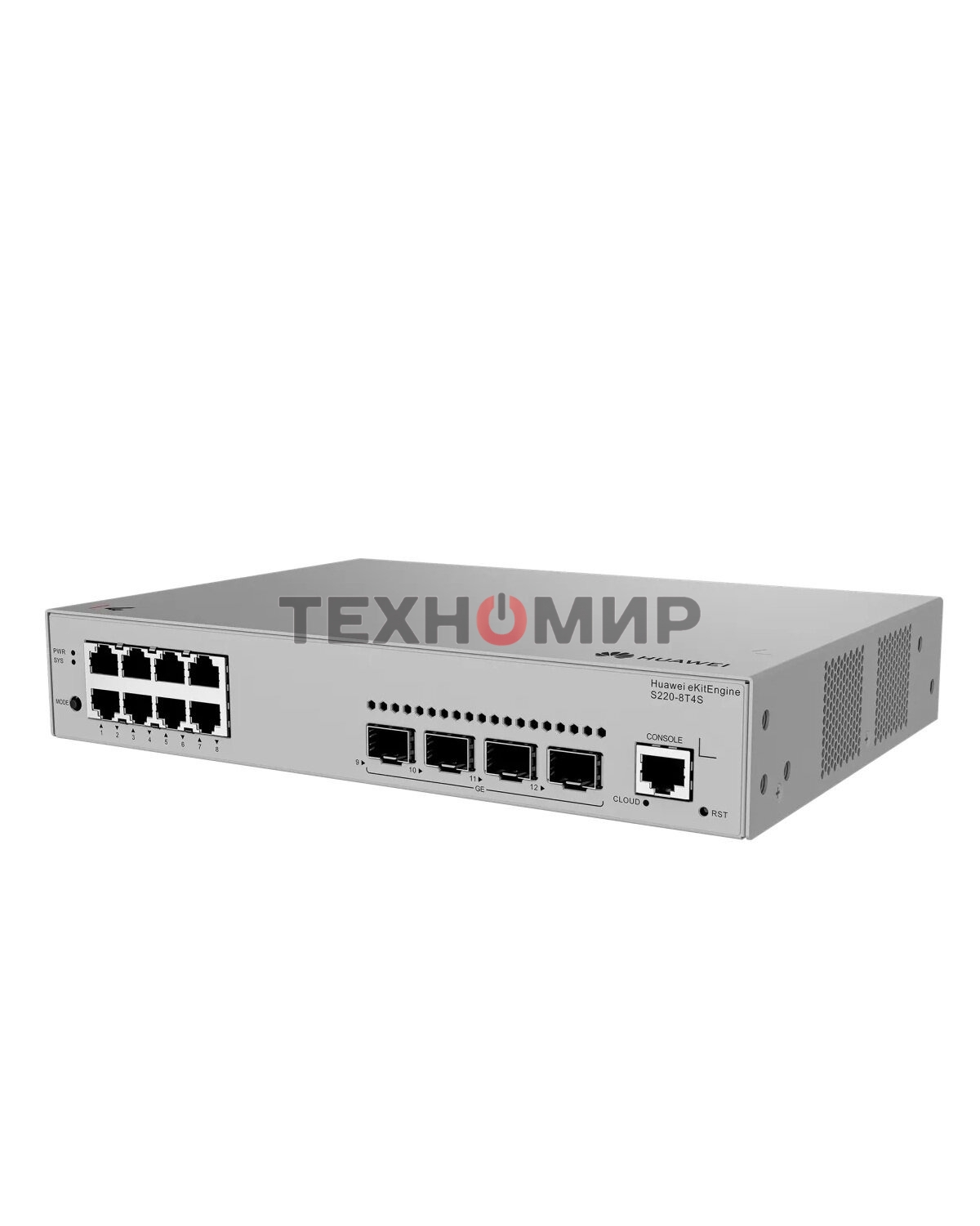 Коммутатор Huawei S220-8T4S (L2+, 8*10/100/1000BASE-T ports, 4*GE SFP ports, built-in AC power)