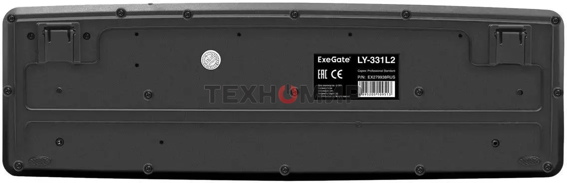 Клавиатура проводная ExeGate Professional Standard LY-331L2 (USB, полноразмерная, влагозащищенная, 104кл., Enter большой, длина кабеля 2,2м, черная, Color Box)