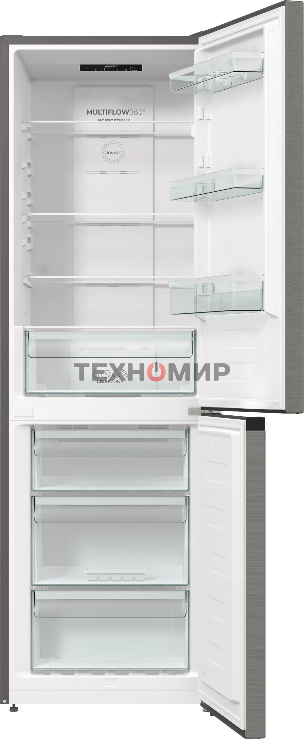 Холодильник Gorenje NRKE62XL серебристый металлик двухкамерный 203/99л морозилка снизу, No Frost