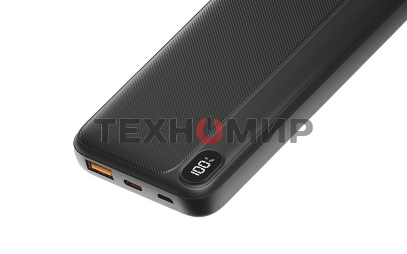 Портативный аккумулятор OLMIO L-10, 10000mAh, 22.5W, QC3.0, PD, LCD, + кабели Lightning\Type-C, черный