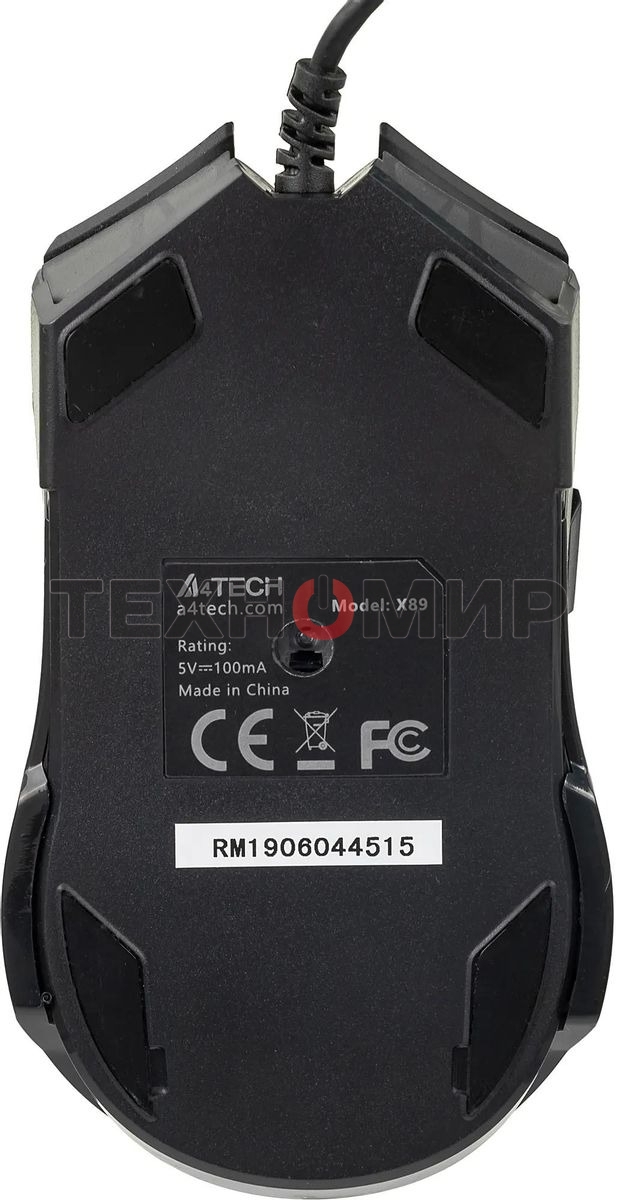 Мышь проводная A4Tech X89 черный, 2400 dpi, USB, кнопки - 8