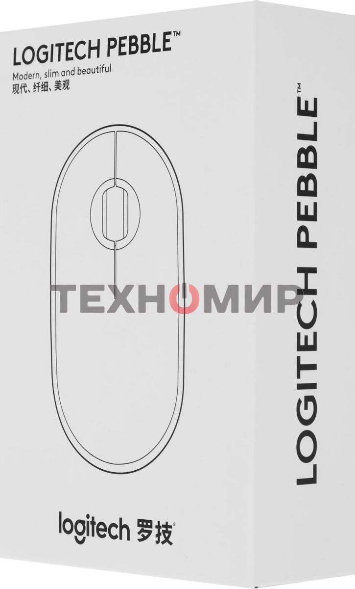 Мышь беспроводная Logitech Pebble M350 белый, 1000 dpi, радиоканал, Bluetooth, USB, кнопки - 3