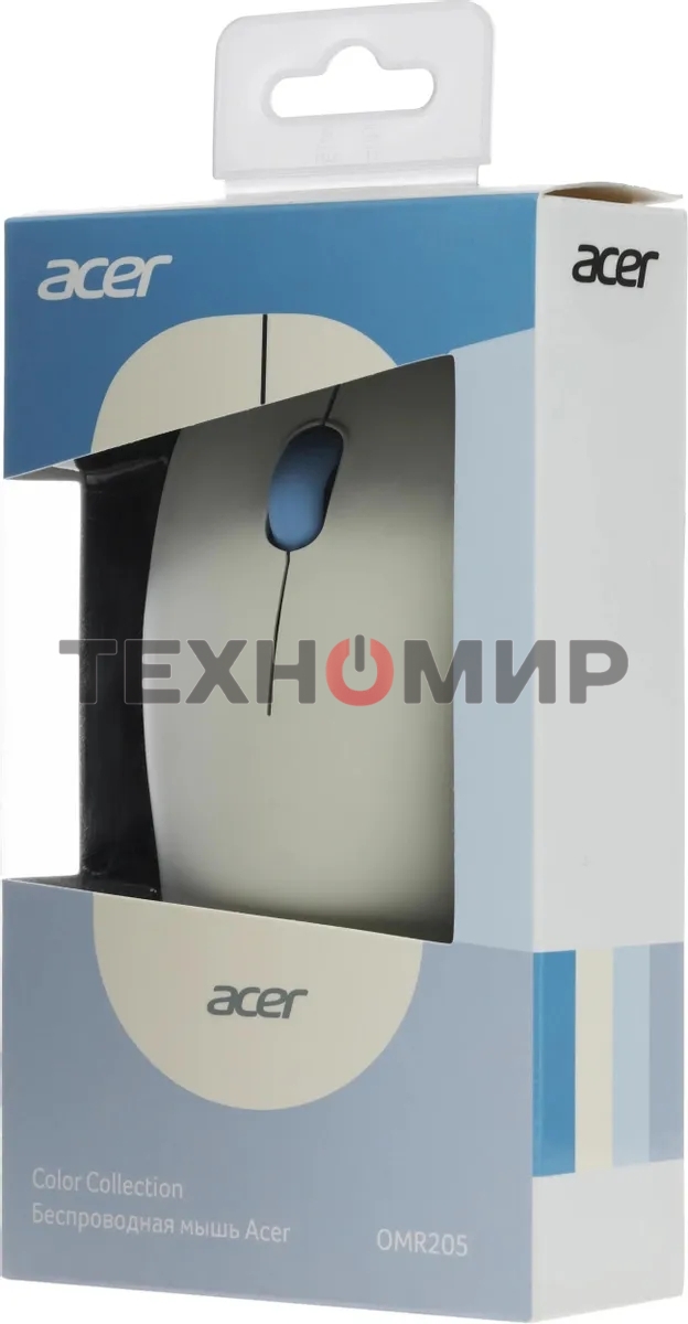 Мышь беспроводная Acer OMR205 белый/голубой, 1200 dpi, радиоканал, USB, кнопки - 3