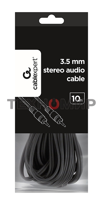 Кабель аудио Cablexpert CCA-404-10M-N, Jack 3.5(M)/Jack 3.5(M), 3pin, 10м, черный, пакет