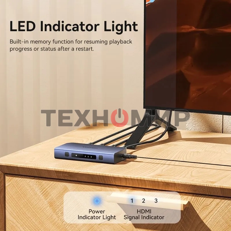 Переключатель (switch) 3x1 Vention HDMI v2.0