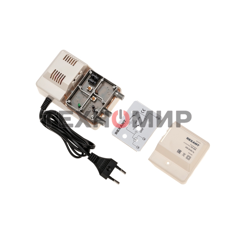 Антенный усилитель ТВ сигнала на 2 выхода, RX-200 Rexant